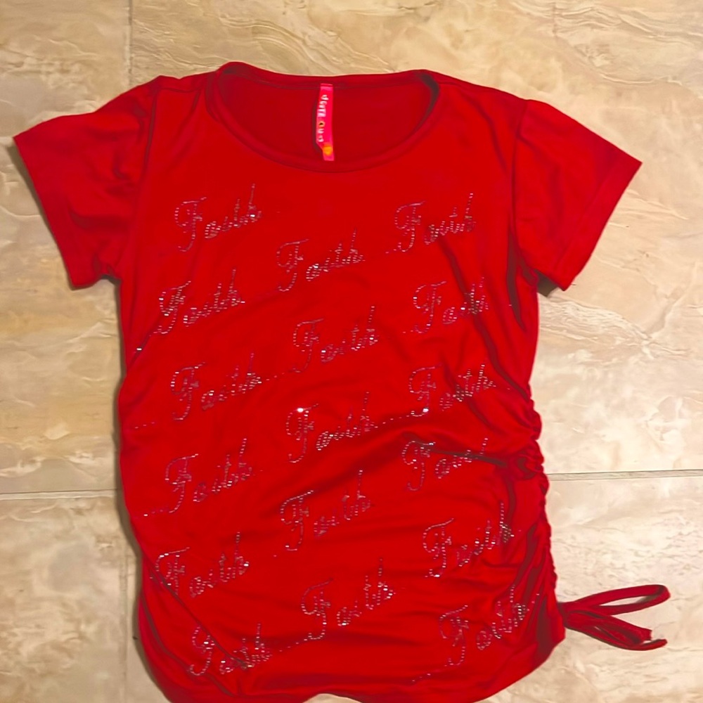 red faith shirt from ross only worn twice with bows on the side